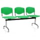 Bancos Longarina Assento Pl�stico Verde 3 Lugares Cromado