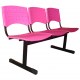 Cadeira Longarina Pl�stica Tubular Preto 3 lugares