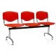 Longarinas com assento pl�stico 3 lugares cromado Evidence