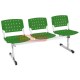 Bancos Longarina Assento Pl�stico 3 Lugares Cromado Verde S�lido