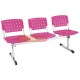 Bancos Longarina Assento Pl�stico 3 Lugares Cromado Pink Transl�cido