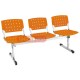 Bancos Longarina Assento Pl�stico 3 Lugares Cromado Laranja S�lido - Longarina Ergho - Pl�stico Laranja S�lido