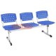 Bancos Longarina Assento Pl�stico 3 Lugares Cromado Azul Transl�cido - Longarina Ergho - Pl�stico Azul Transl�cido