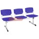 Bancos Longarina Assento Pl�stico 3 Lugares Cromado Azul S�lido - Longarina Ergho - Pl�stico Azul S�lido