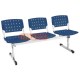 Bancos Longarina Assento Pl�stico 3 Lugares Cromado Azul Marinho (Petr�leo)