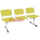Bancos Longarina Assento Pl�stico 3 Lugares Cromado Amarelo S�lido - Longarina Ergho - Pl�stico Amarelo S�lido