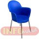 Cadeira Gogo 4 p�s cromada com bra�o azul escuro