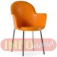 Cadeira Gogo 4 p�s cromada com bra�o laranja