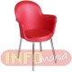 Cadeira Gogo 4 p�s cromada com bra�o vermelha
